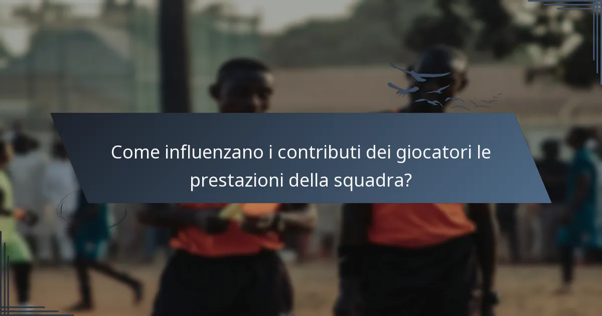 Come influenzano i contributi dei giocatori le prestazioni della squadra?