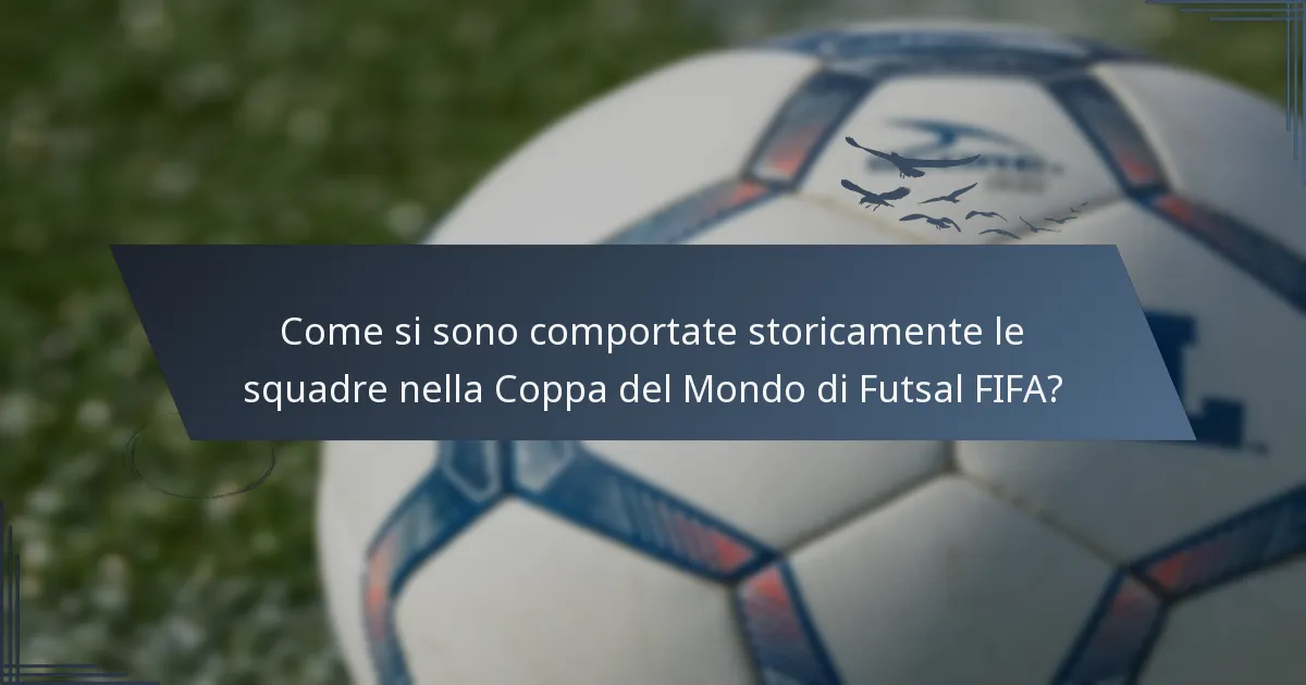 Come si sono comportate storicamente le squadre nella Coppa del Mondo di Futsal FIFA?