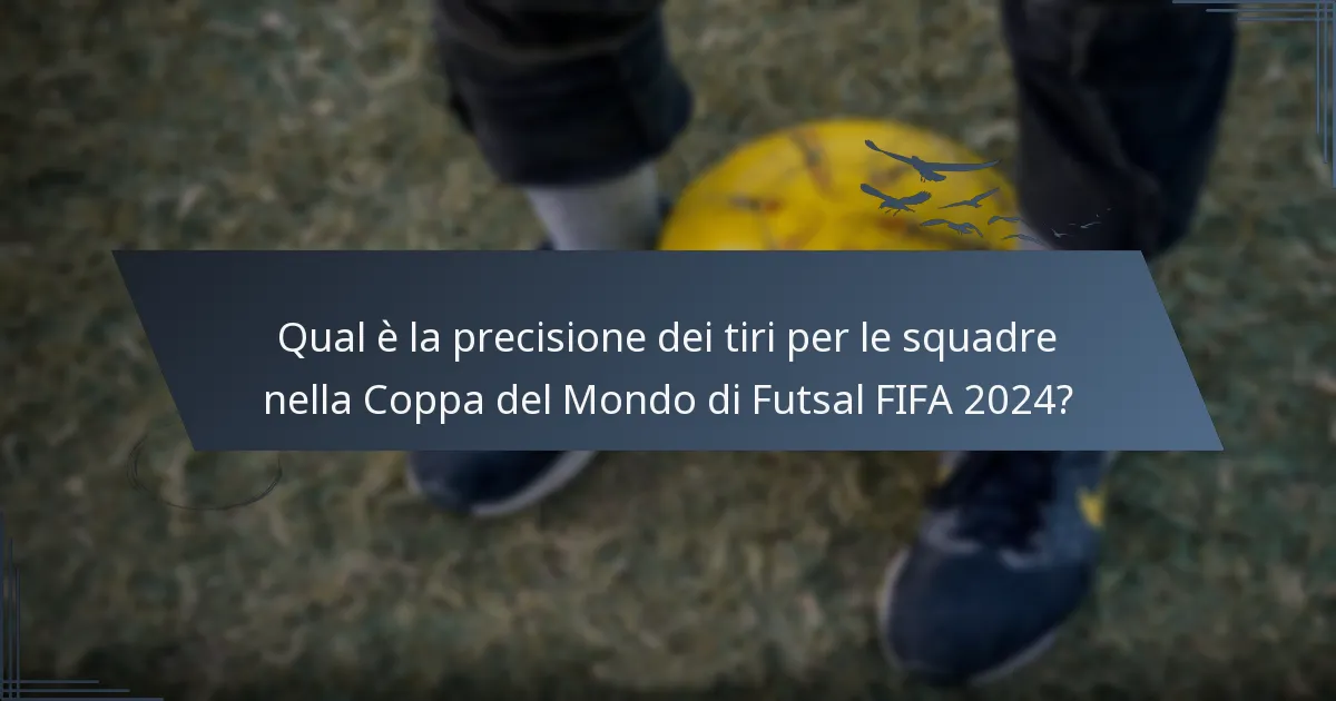 Qual è la precisione dei tiri per le squadre nella Coppa del Mondo di Futsal FIFA 2024?