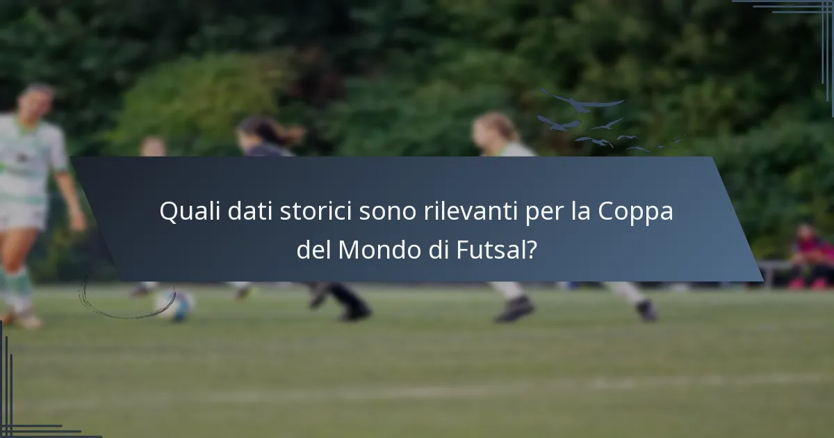 Quali dati storici sono rilevanti per la Coppa del Mondo di Futsal?