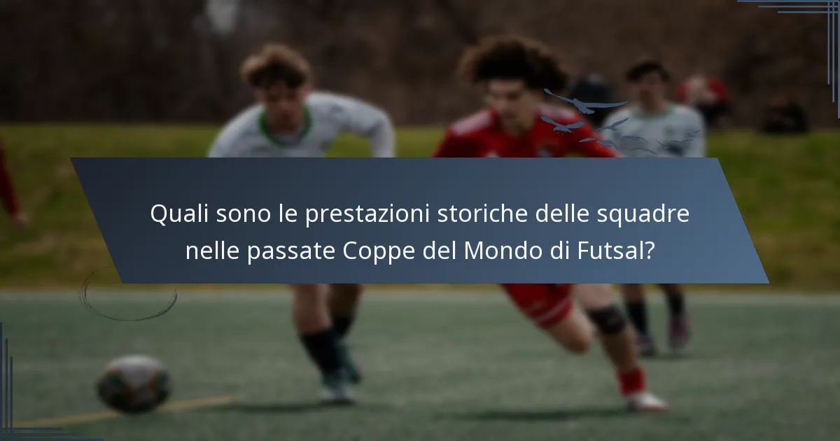 Quali sono le prestazioni storiche delle squadre nelle passate Coppe del Mondo di Futsal?