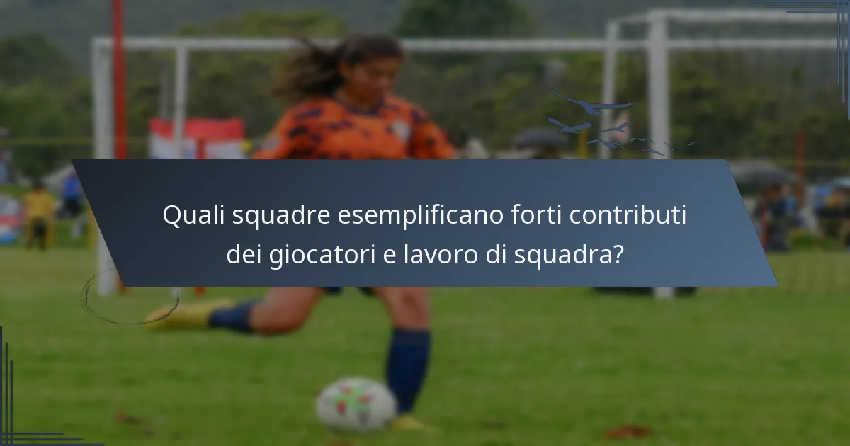 Quali squadre esemplificano forti contributi dei giocatori e lavoro di squadra?
