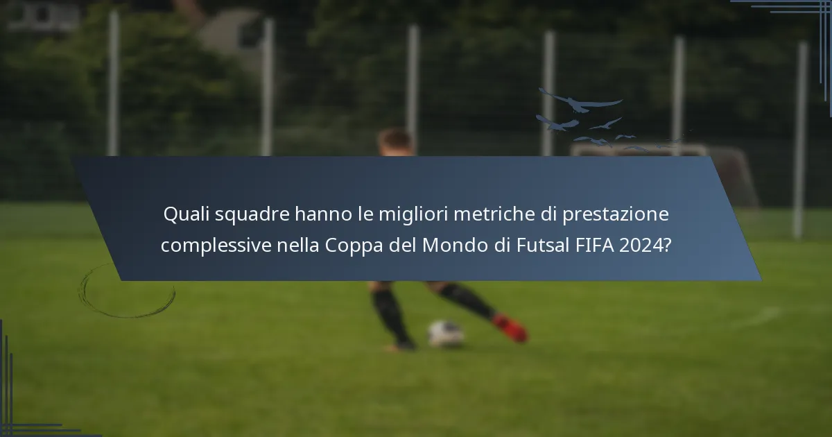 Quali squadre hanno le migliori metriche di prestazione complessive nella Coppa del Mondo di Futsal FIFA 2024?